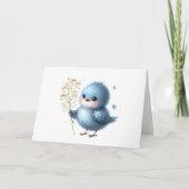 ふわふわのブルーバードワイルドフラワーズオール大事な行事グリーティング カード (正面)