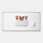 ふわふわのベビーハイランド牛ドリンクコーヒーオーバーサイズT- デスクマット (キーボード&マウス)