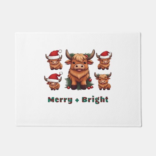 ふわふわのベビーハイランド牛ドリンクコーヒーオーバーサイズT- ドアマット (正面)