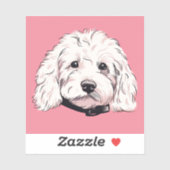 ふわふわのホワイトマルティポドッグ顔スクエア シール (シート)