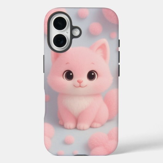 ふわふわのポンポンで愛らしいピンクの子猫 Case-Mate iPhoneケース (裏面)