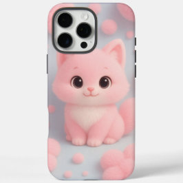 ふわふわのポンポンで愛らしいピンクの子猫 iPhone 16 PRO MAXケース