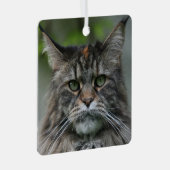 ふわふわのメーンクーンキャット メタルオーナメント (正面右)