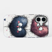 ふわふわのラブデュオ – かわいいアニメの電話ケース iPhone 16ケース (裏面横)