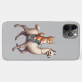 ふわふわのラマとネコとラマに乗った可愛らしい子猫 Case-Mate iPhoneケース (裏面(横))
