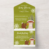 ふわふわのリスのギフト冬の赤ちゃんシャワー オールインワン招待状 (内側)