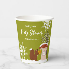 ふわふわのリスのギフト冬の赤ちゃんシャワー 紙コップ