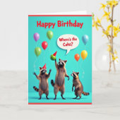 ふわふわの動物の誕生日カード カード (黄色い花)