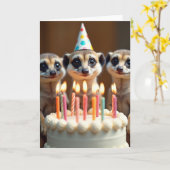 ふわふわの友達の誕生日カード カード (黄色い花)
