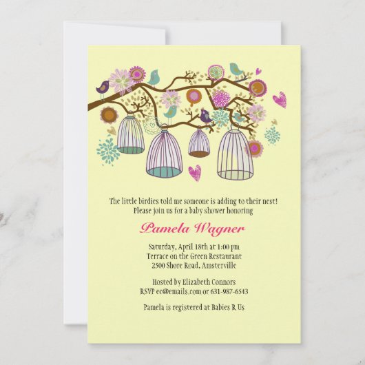 ふわふわの友達（黄色）招待状 招待状 (正面)