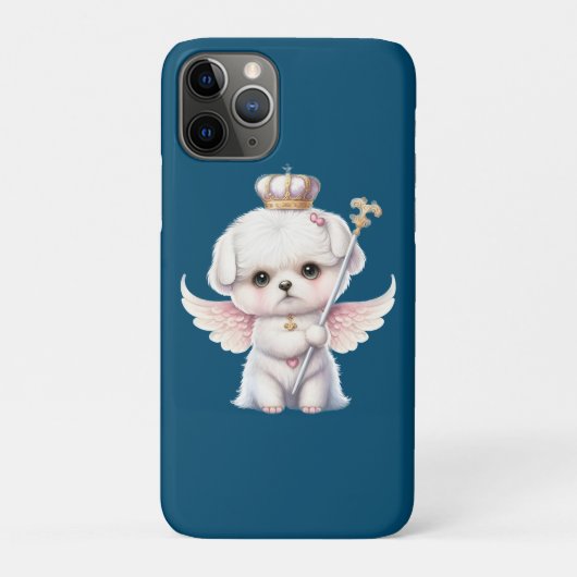 ふわふわの喜び: エンジェルの翼を持つマルチーズの子犬のプレゼント Case-Mate iPhoneケース (裏)