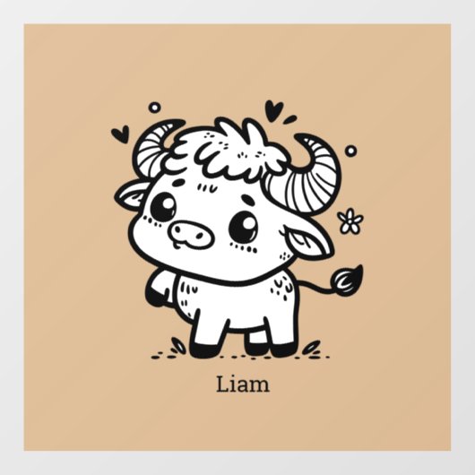 ふわふわの子バッファロー - かわいい農場の動物 ウィンドウサイン (シート)