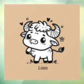 ふわふわの子バッファロー - かわいい農場の動物 ウィンドウサイン (シート3)