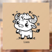 ふわふわの子バッファロー - かわいい農場の動物 ウィンドウサイン (シート2)