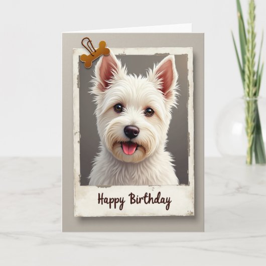 ふわふわの子犬の誕生日カード カード (正面)