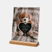 ふわふわの子犬男の赤ちゃんと妊娠の発表 アクリルサイン (傾斜)