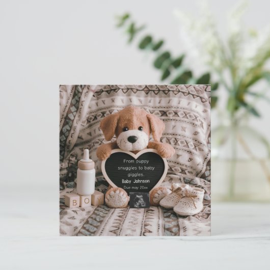 ふわふわの子犬男の赤ちゃんと妊娠の発表 シーズンカード (スタンド正面)