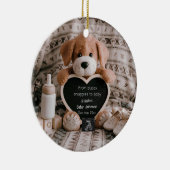 ふわふわの子犬男の赤ちゃんと妊娠の発表 セラミックオーナメント (右)