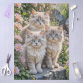 ふわふわの子猫3匹とピンクの子猫 薄葉紙 (クラフト)