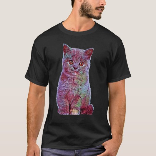 ふわふわの子猫 かわいい猫 サイケデリック Tシャツ (正面)