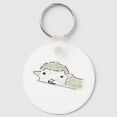 ふわふわの子羊がのぞく鉛筆画 キーホルダー (正面)