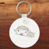 ふわふわの子羊がのぞく鉛筆画 キーホルダー (正面)