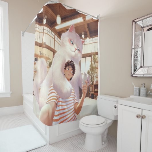 ふわふわの巨人の自撮り シャワーカーテン (インサイチュ)