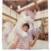 ふわふわの巨人の自撮り シャワーカーテン (正面)