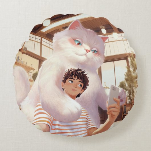 ふわふわの巨人の自撮り ラウンドクッション (正面)