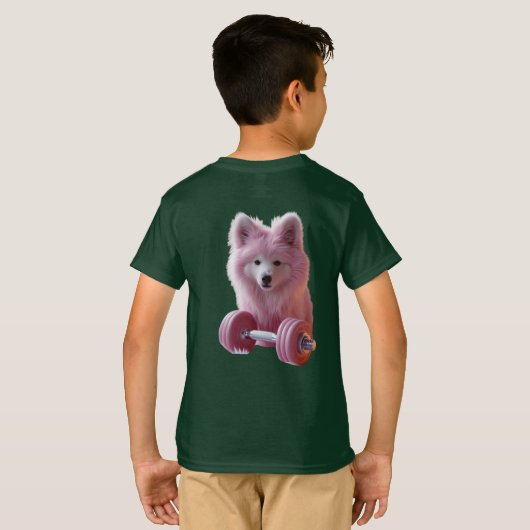 ふわふわの強さパステルダンベルデザイン Tシャツ (裏面フル)