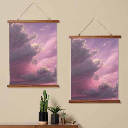 ふわふわの明るい雲 吊り下げ型タペストリー (非対称)