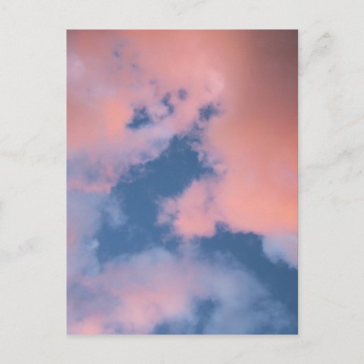 ふわふわの桃の雲が夕暮れ ポストカード (正面)