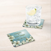 ふわふわの桜の花にきらきら スクエアペーパーコースター (インサイチュ)