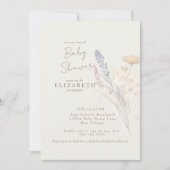 ふわふわの植物の花のクリームII ベビーシャワー 招待状 (正面)