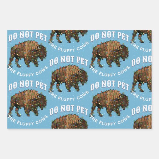 ふわふわの牛のクリスマスイエローストーン ラッピングペーパーシート (正面3)