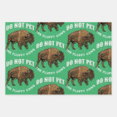 ふわふわの牛のクリスマスイエローストーン ラッピングペーパーシート (正面2)