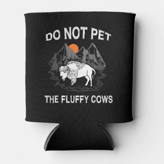 ふわふわの牛のバイソンギフトおもしろいイエローをペットにしない 缶クーラー (正面)