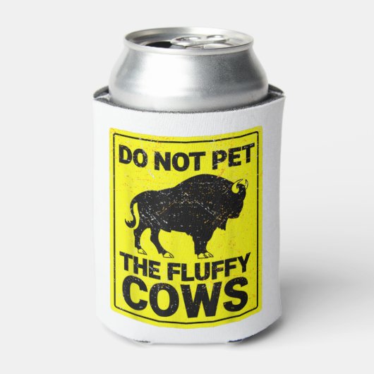 ふわふわの牛のバイソンハロウィンおもしろいTを愛撫しない 缶クーラー (缶正面)