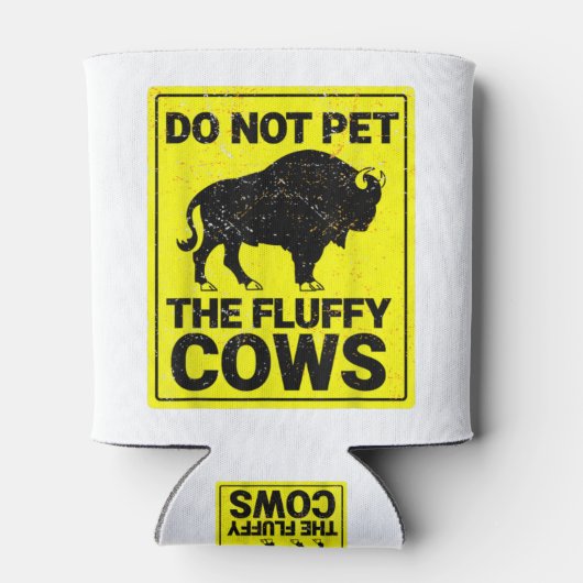 ふわふわの牛のバイソンハロウィンおもしろいTを愛撫しない 缶クーラー (裏面)