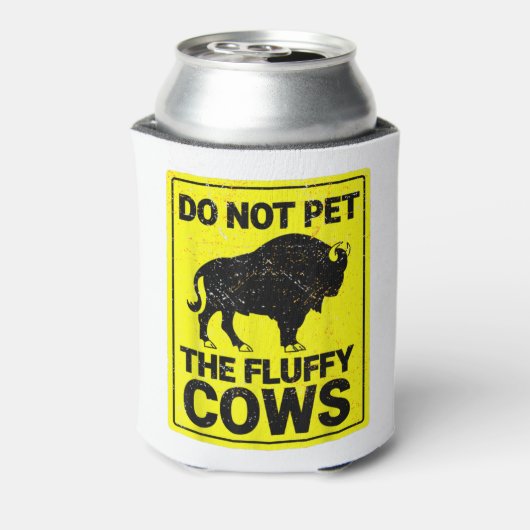 ふわふわの牛のバイソンハロウィンおもしろいTを愛撫しない 缶クーラー (缶裏面)