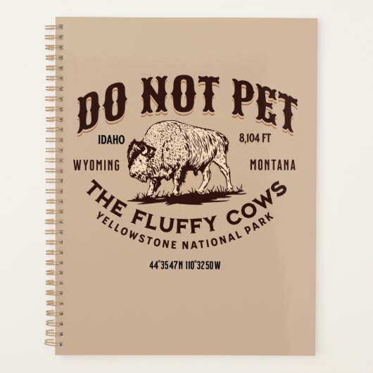 ふわふわの牛を飼うなイエローストーンビソンおもしろい プランナー手帳 (正面)