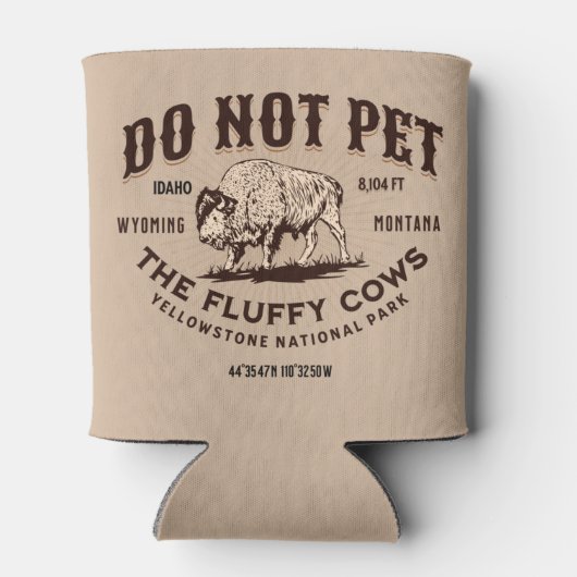 ふわふわの牛を飼うなイエローストーンビソンおもしろい 缶クーラー (裏面)