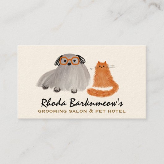 ふわふわの犬と猫ペットシお洒落ッタートリマー 名刺 (正面)