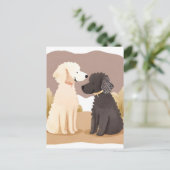 ふわふわの犬 | ペットウォーター絵を描カラー ポストカード (スタンド正面)