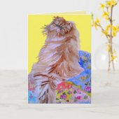 ふわふわの猫とキルトグラマー・プスハンド色彩の鮮やかカード カード (黄色い花)