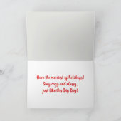 ふわふわの猫と赤いリボンの休日グリーティングカード カード (内部)