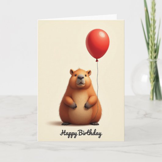 ふわふわの生き物の誕生日カード カード (正面)