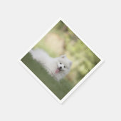 ふわふわの白いケシャンドパピー スタンダードカクテルナプキン (角)