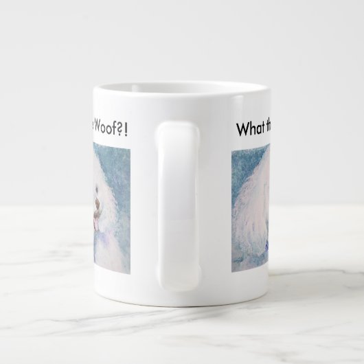 ふわふわの白いビション・フリーゼ ジャンボコーヒーマグカップ (裏面)