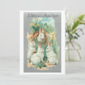 ふわふわの白いヴィンテージイースターバニー シーズンカード (スタンド正面)